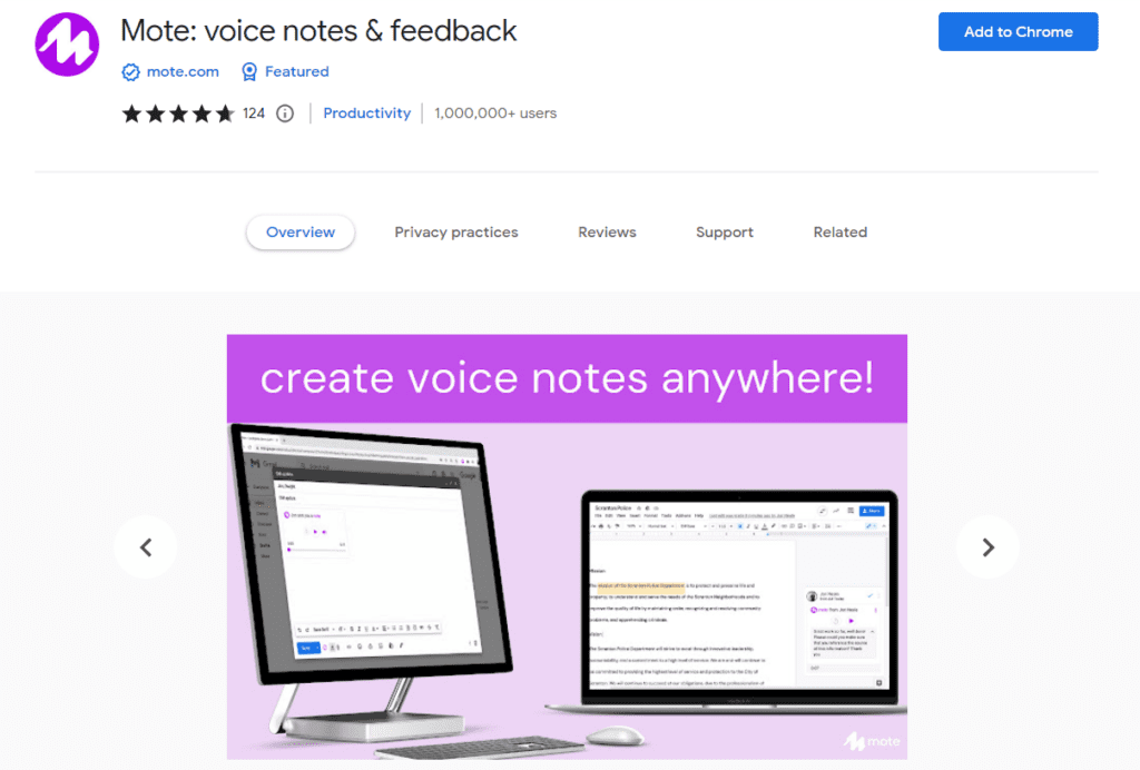 Best Chrome Extensions for Google Classroom - Mote voicenotes and feedback