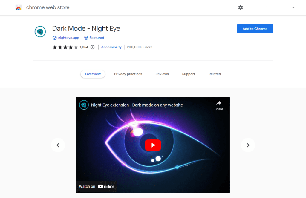 Dark Mode Chrome Extensions - Dark Mode - Night Eye