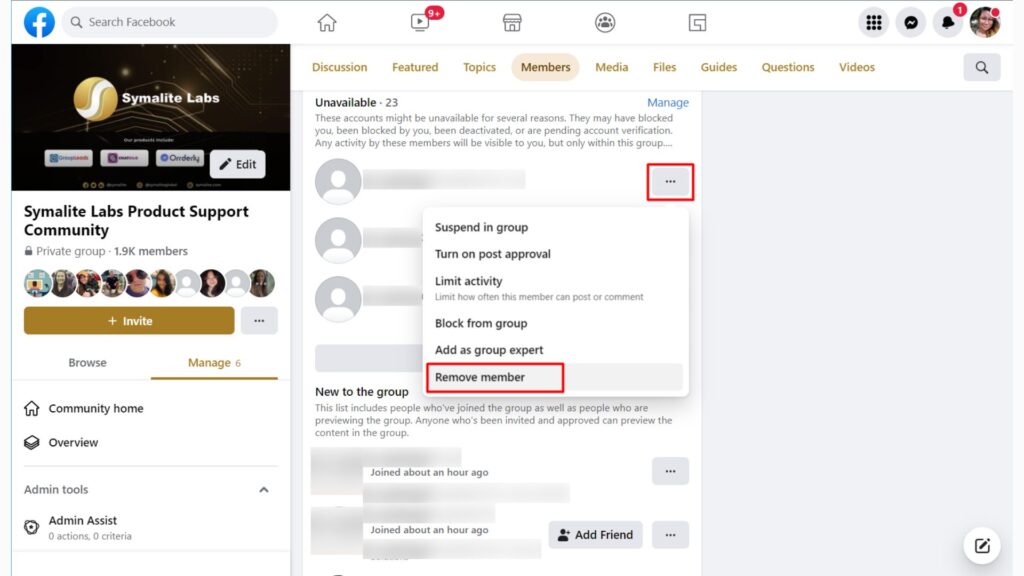 GroupFilter Review - How To Remove Inactive Members From A Facebook Group - remove member manually