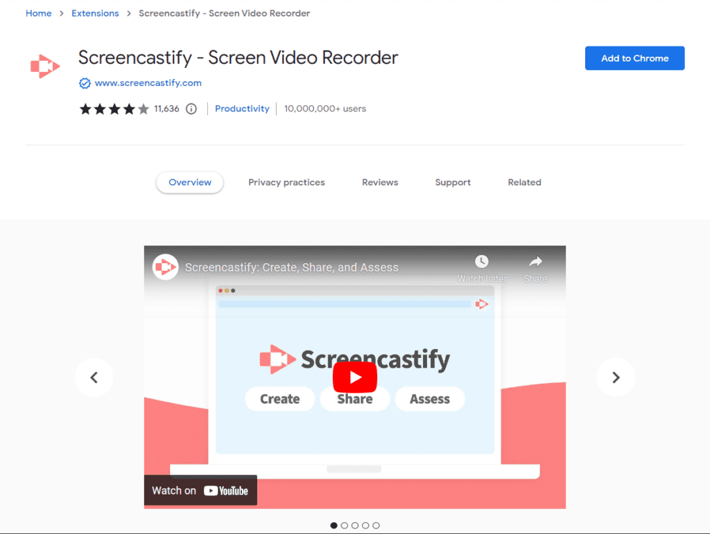 Screencastify screen video recorder chrome extension
