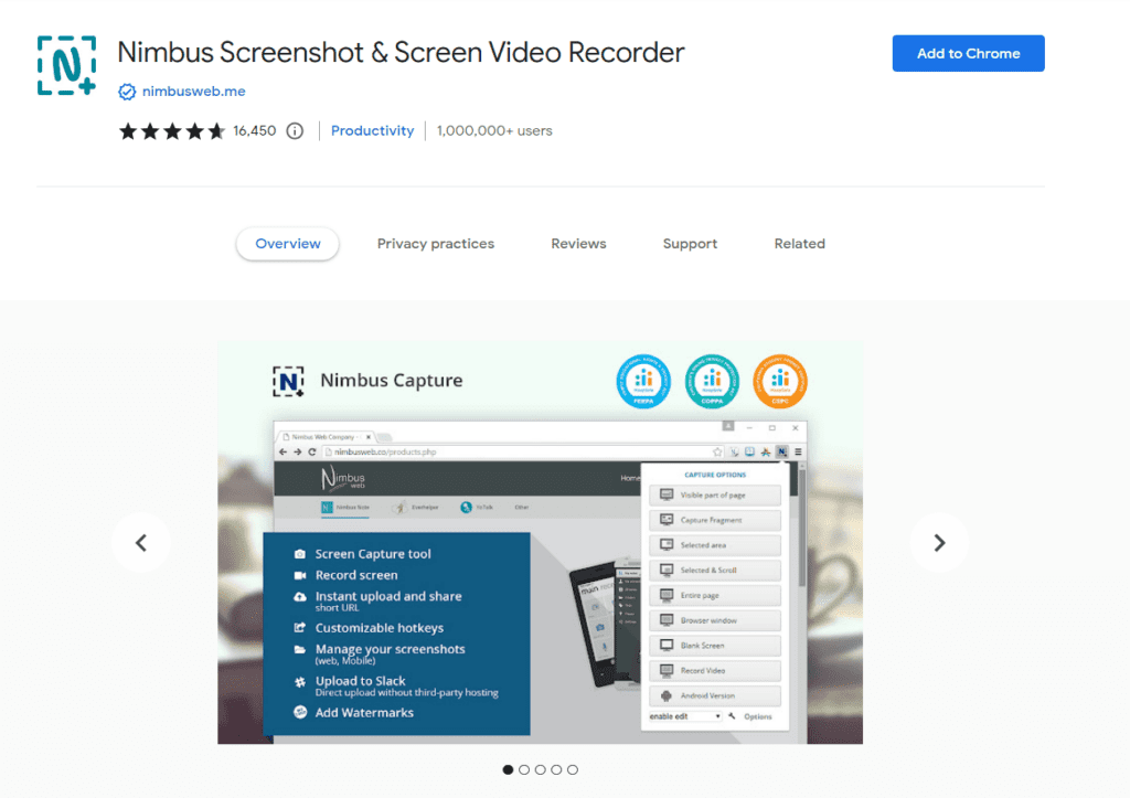 nimbus screenshot and screen video recorder chrome extension