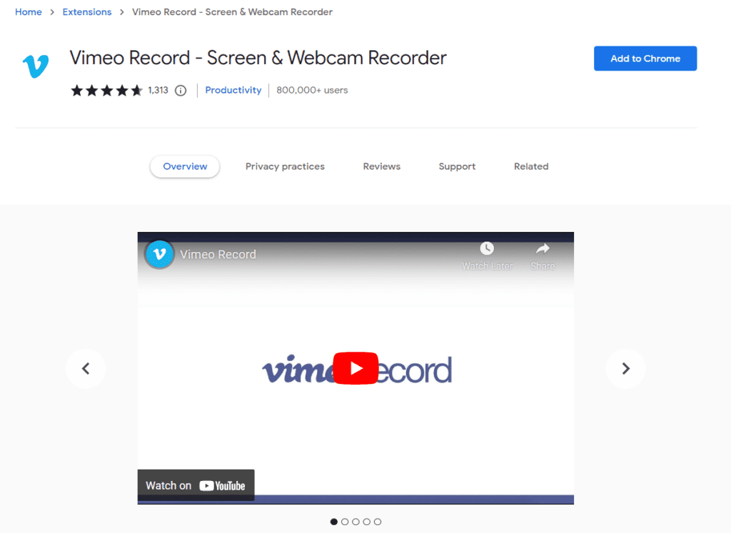 vimeo google chrome screen recording extension
