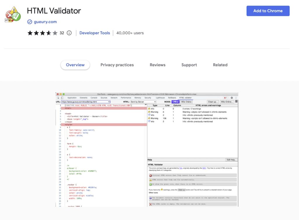 Best Chrome Extensions for Web Developers - HTML Validator