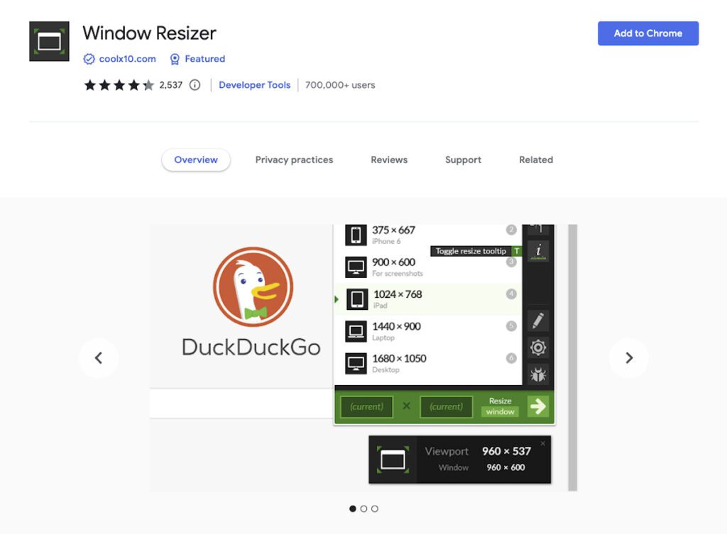 Best Chrome Extensions for Web Developers - Window Resizer