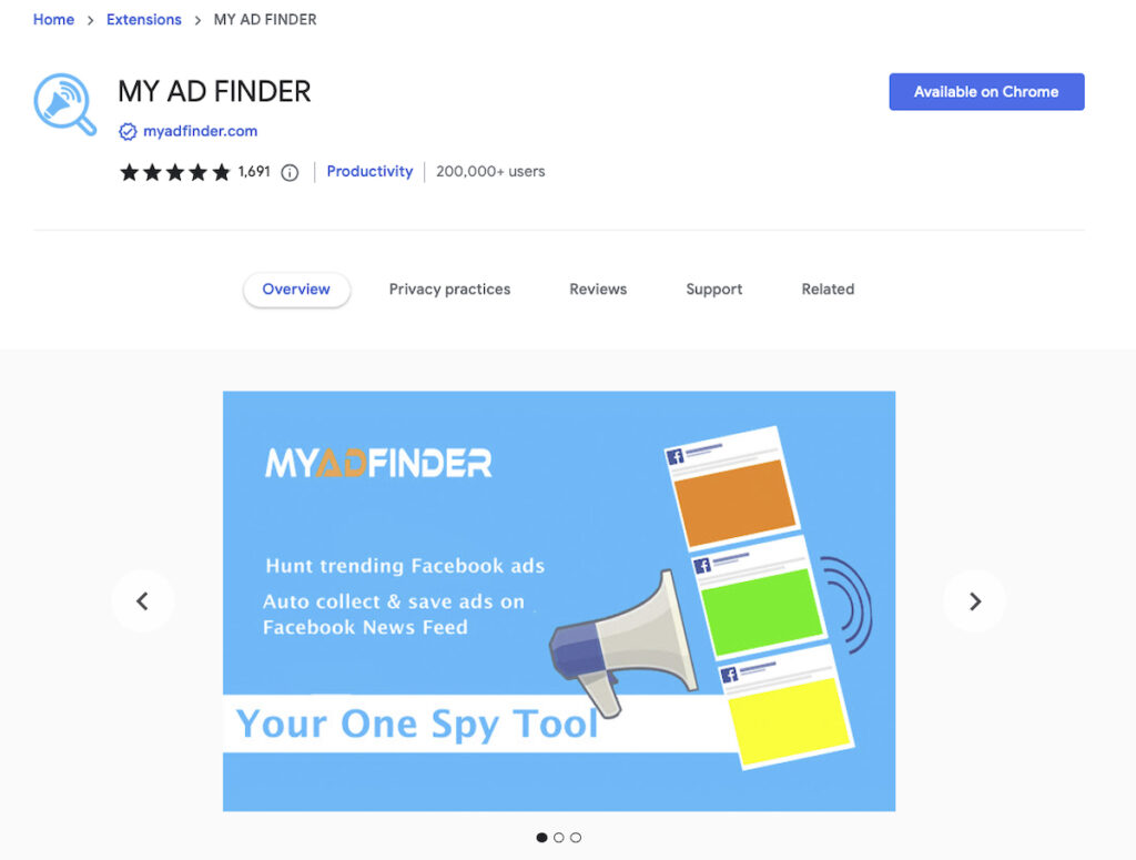 Chrome FB ext - My Ad Finder