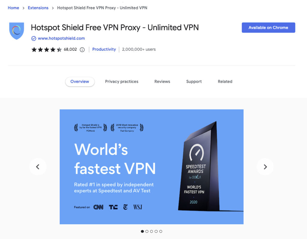 VPN for chrome - Hotspot Shield