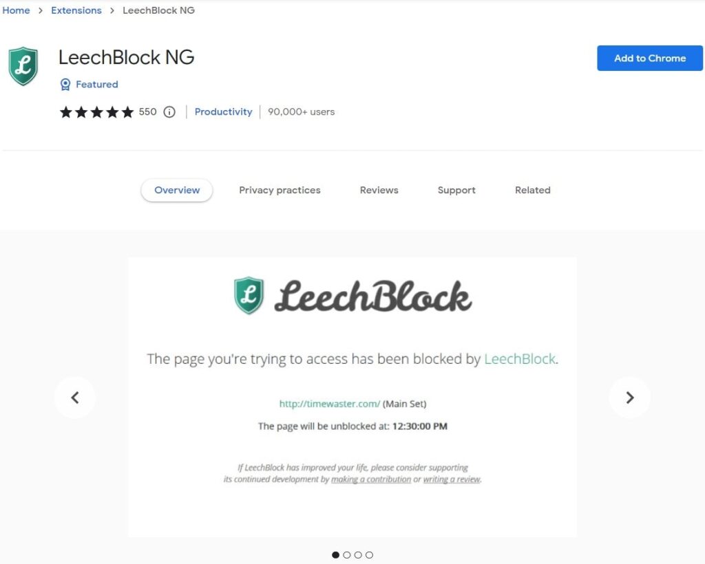 leechblock chrome extension web blocker