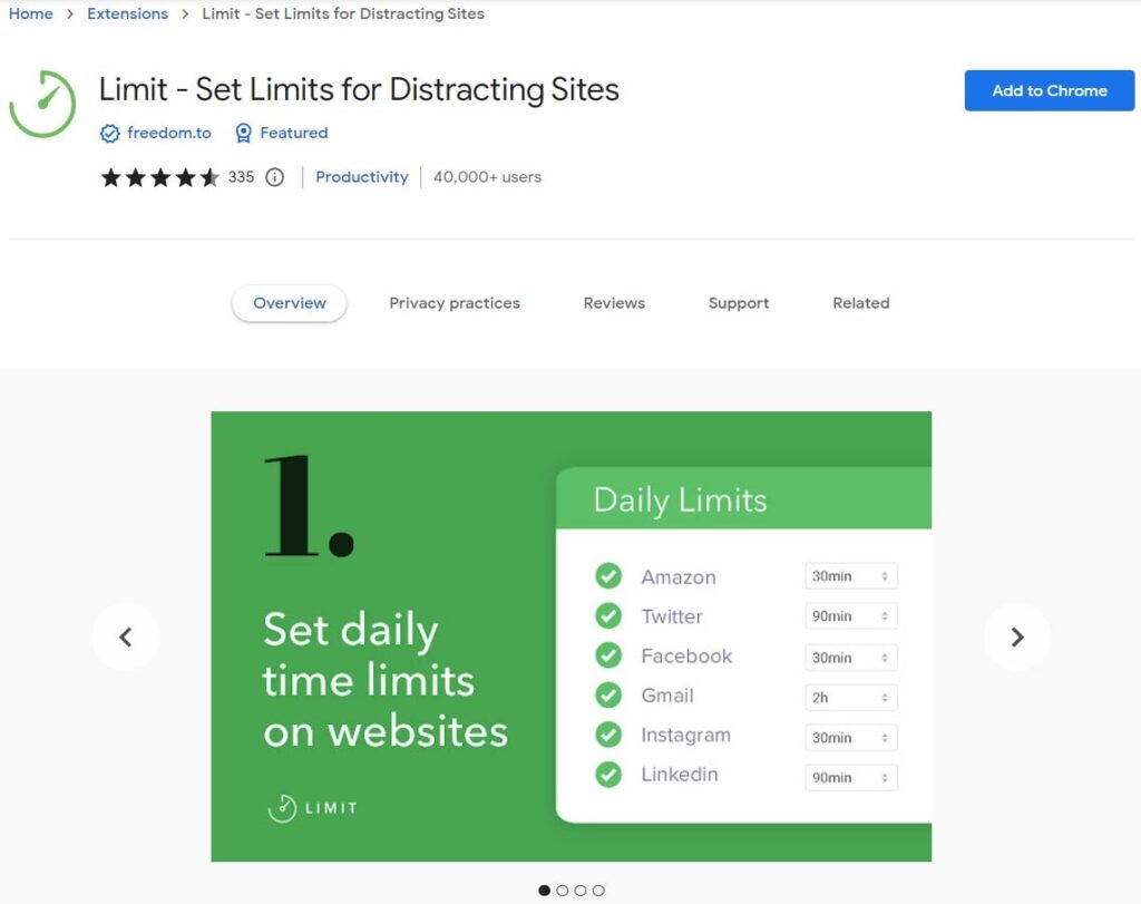 Limit - Set Limits for Distracting Sites