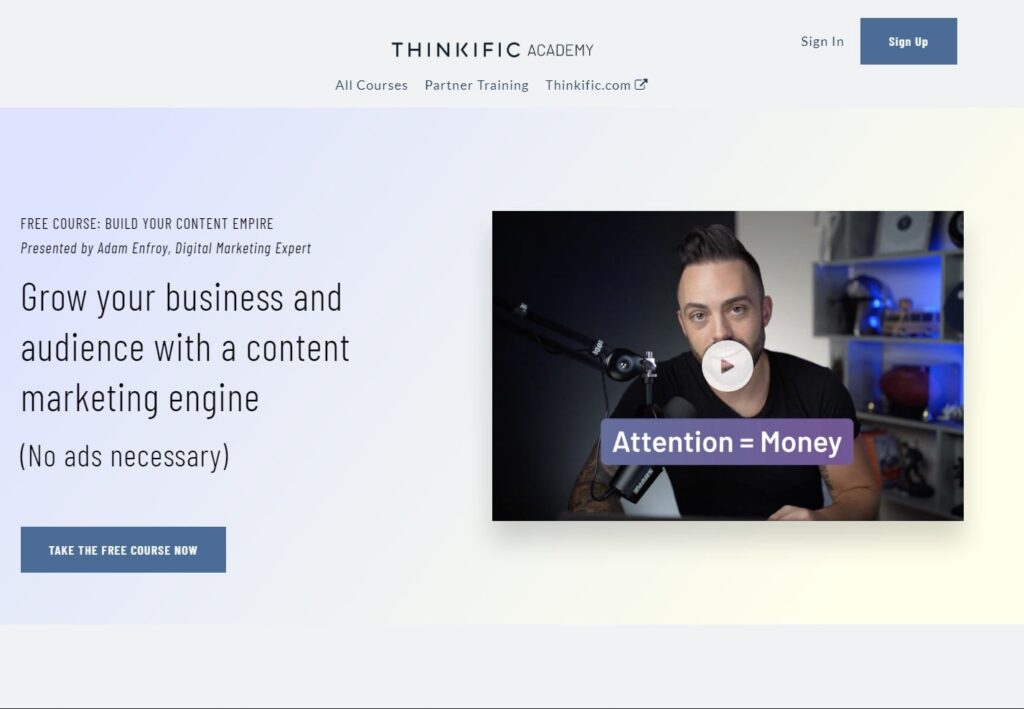 adam enfroy free thinkific course building your content empire
