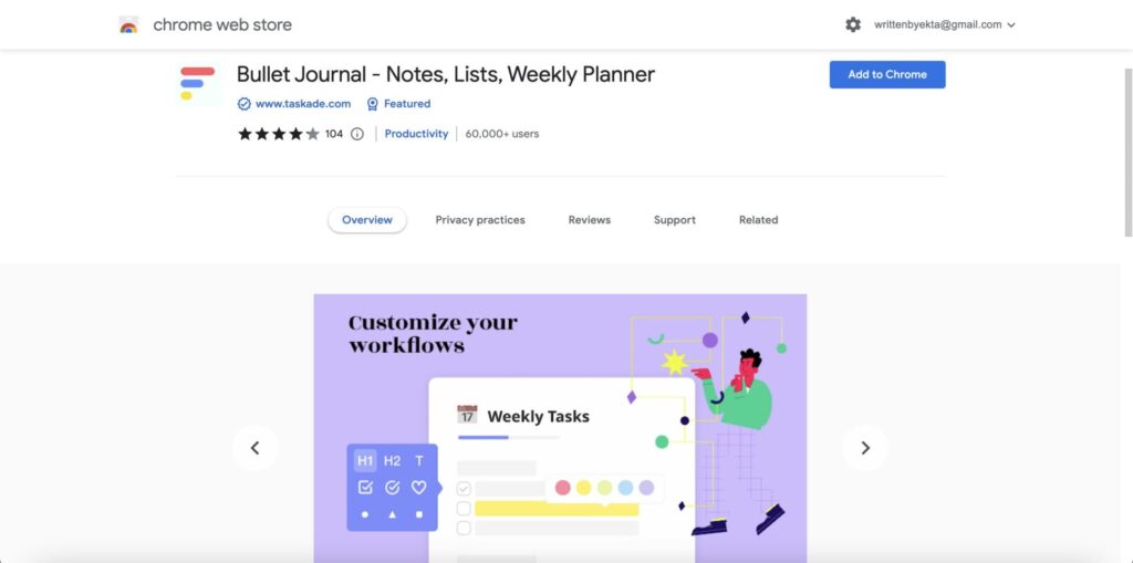 Bullet Journal - Notes, Lists, Weekly Planner chrome extension