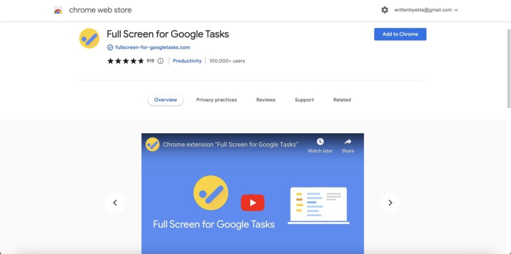 full screen for google tasks