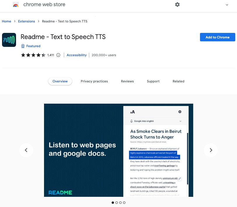 Readme - text to speech
