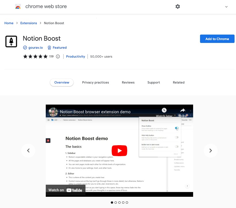 notion boost. chrome extension