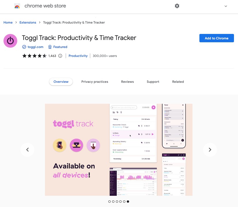toggl track chrome extension