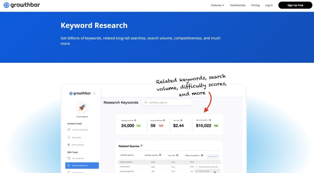 Ways to Market Software - GrowthBar Keyword Research Tool